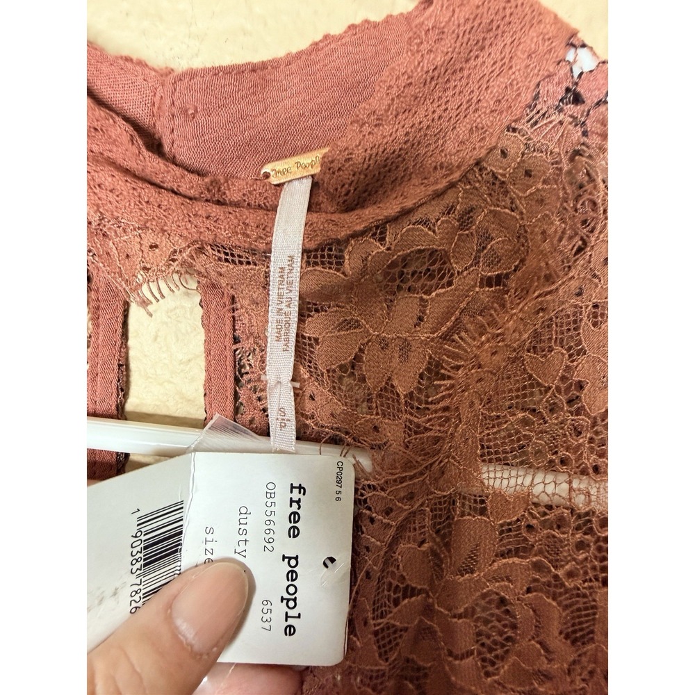 NWT'S Free People Tell Tale Lace Tunic Mini Dress Dusty Mauve Pink - Picture 11 of 11